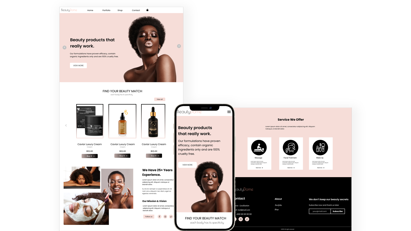 Portfolio image of BeautyDome website