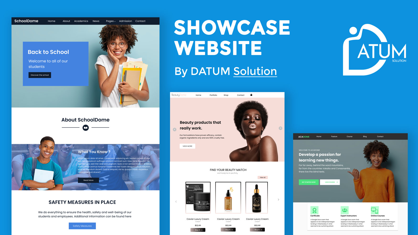 Show case websites presentation & pricing - Datum solution